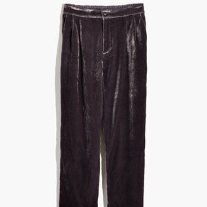 Velvet Tapered Pleat Pull-on Pants